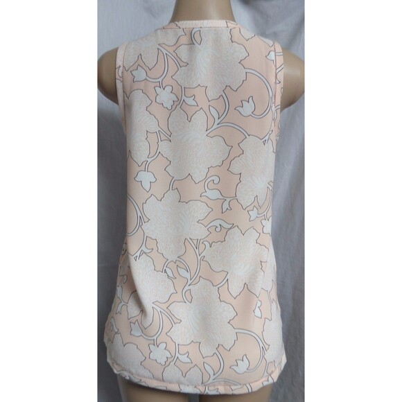 ANN TAYLOR LIGHT PEACH FLORAL PRINT CROCHET TRIMMED SHIRT BLOUSE TOP SIZE: M NWT - Picture 6 of 7